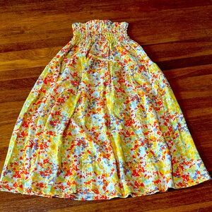 Ophelia Roe Women’s Yellow & Orange Smocked Top Skirt, Pockets, Sz Small